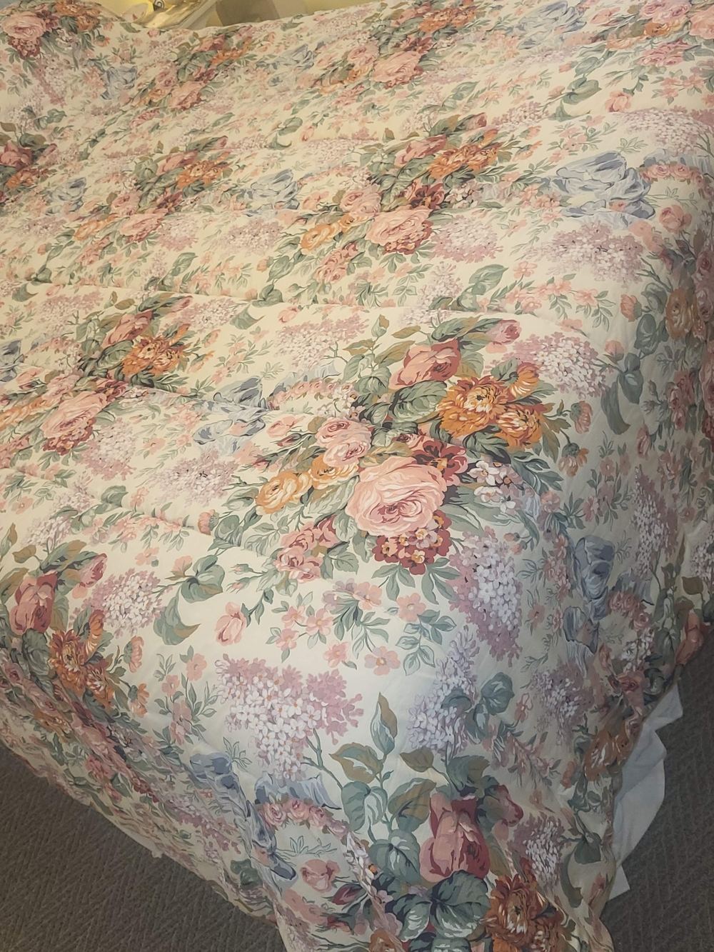 Ralph Lauren Allison Floral Queen Comforter in Cream with Pink and Green Accents